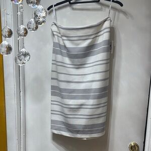 Calvin Klein Gray and White Striped Pencil Skirt